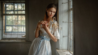Woman white dress flower window - anka zhuravleva free wallpaper for desktop