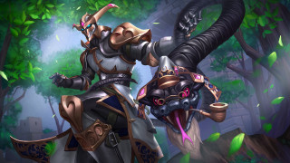 Woman armor dragon forest building - the background and a building in the background free wallpaper