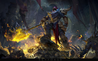 Fire armor sword cave battle - warhammer free wallpaper for desktop