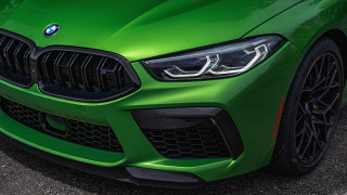 Green bmw car hood up - a black rim free wallpaper