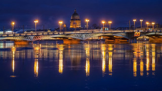 Bridge water clock tower night - a clock tower in the background free wallpaper