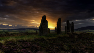 Sunset field rock formation gothic - david macaulay free wallpaper