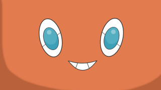 Cartoon face big eyes smile - orange background free wallpaper
