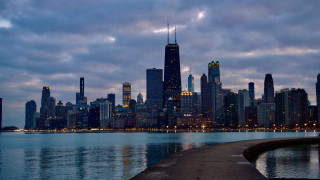 City skyline water night clouds 2 - cityscape free wallpaper