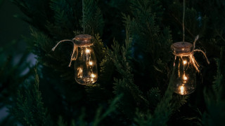 Mason jar lights outdoors nature - a string of lights free wallpaper