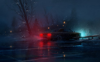Rainy night car lights starry - rainy free wallpaper