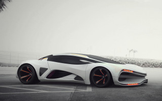 White sports car fence tree 2 - future free wallpaper