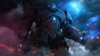 Futuristic robot clouds glowing eyes - a futuristic robot free wallpaper