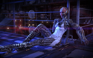Robot ledge afrofuturism cyberpunk cybernetic - a robot free wallpaper