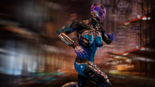 Futuristic suit motorcycle cyberpunk city - cybernetic free wallpaper for desktop