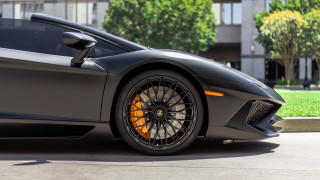 Grey sports car orange rims - tire free wallpaper