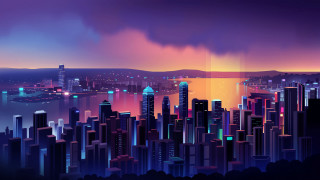 Cityscape water night skyline mountains - cityscape free wallpaper