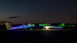 Plane lights runway night city - a runway free wallpaper
