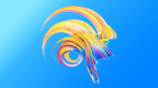 Colorful bird flying rainbow tail - c4d free wallpaper for desktop
