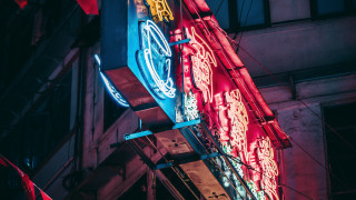 Neon clock building cyberpunk diao - david diao free wallpaper