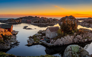 Small house island ocean sunset - a small house free wallpaper