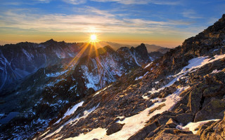 Mountain sunset snow bridge cityscape - the ground below free wallpaper