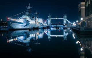 Harbor ship night lights cityscape - a large ship free wallpaper