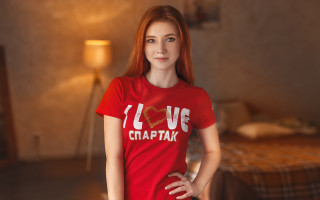 Elina karimova red shirt portrait - girl free wallpaper