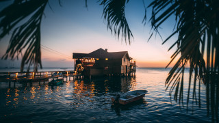 Dusk boat pier house water - a pier free wallpaper for desktop