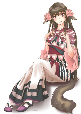 Woman costume sitting ground cat - free fantasy wallpaper for mobile