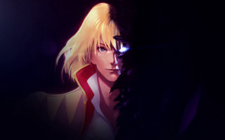 Blonde man red white jacket - darkness free wallpaper