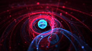 Red blue swirling hologram planet - swirl free wallpaper