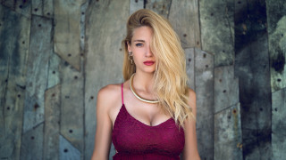 Blonde woman purple dress wooden - andrea orcagna free wallpaper for desktop