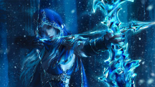 Blue woman bow arcane epic - a blue coat free wallpaper