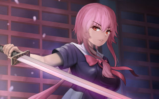 Pink haired girl sword serafuku - sakimi chan free wallpaper