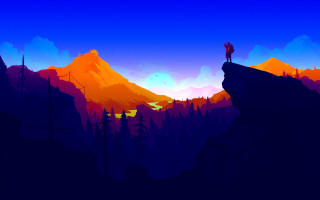 Mountain man sunset forest blue - liam brazier free wallpaper