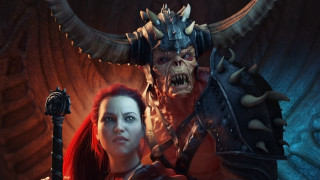 Woman horned demon face sword - alex horley free wallpaper