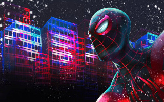 Spiderman city snowfall skyline digital - a spider man free wallpaper