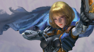 Woman armor sword bird blonde - stanley artgerm lau free wallpaper for desktop
