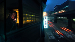 Woman smoking tunnel neon city - neon free wallpaper for desktop