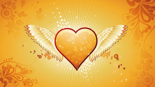 Heart wings yellow background floral 2 - floral free wallpaper