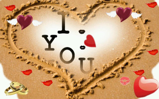 Heart sand ring love message - sand free wallpaper