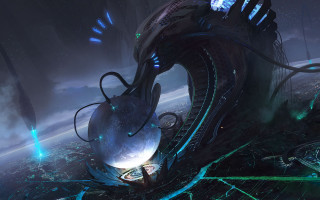 Futuristic city alien structure aurora - clint cearley free wallpaper