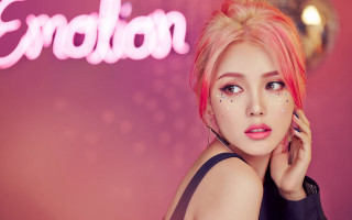 Pink haired woman neon hologram - pink hair free wallpaper