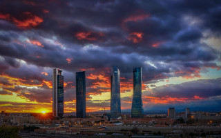 Sunset city skyline bridge autumn - tall building free wallpaper for desktop