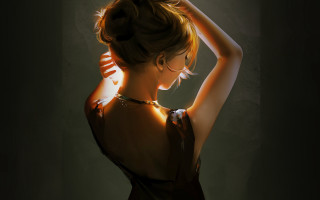 Woman blackdress handsonhead blackbackground figurative - charlie bowater free wallpaper