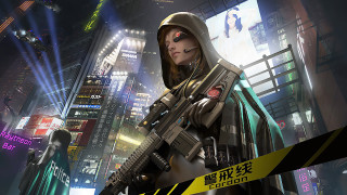 Futuristic woman neon city cyberpunk 3 - a neon free wallpaper