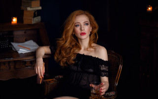 Romantic woman wine typewriter blonde - the table free wallpaper for desktop