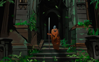 Stairs door jungle ivy moss - the end free wallpaper