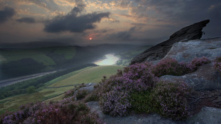 Valley river sunset cloudy sky - a hill top free wallpaper