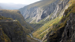 Autumn train canyon mountains river - a river running free wallpaper