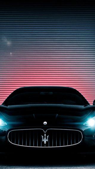 Maserati car red blue wall - a black car free wallpaper for mobile