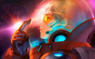 Space suit man glowing phone - the screen free wallpaper