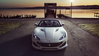 White sports car sunset dock - a white sports car free wallpaper