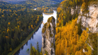 River mountains bridge autumn fire - arkhip kuindzhi free wallpaper for desktop
